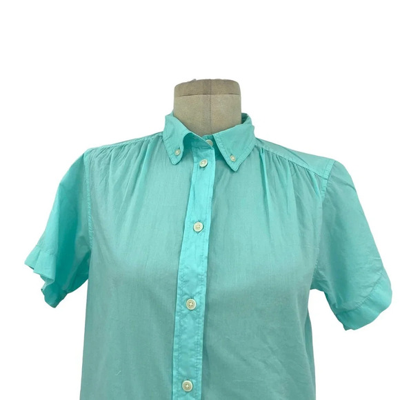 J. Crew‎ Classic-Fit Short-Sleeve Lightweight Cotton Poplin Shirt Blue Size 0 - Picture 2 of 9